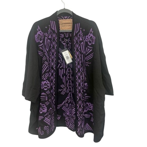 James Bryan black and purple Aztec print cardigan size medium - Picture 1 of 5